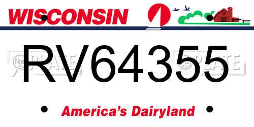 RV64355 Wisconsin License Plate
