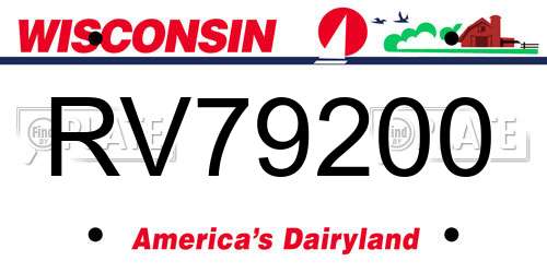 RV79200 Wisconsin License Plate