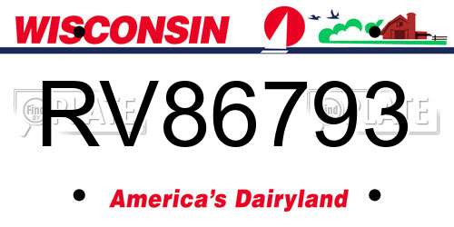 RV86793 Wisconsin License Plate