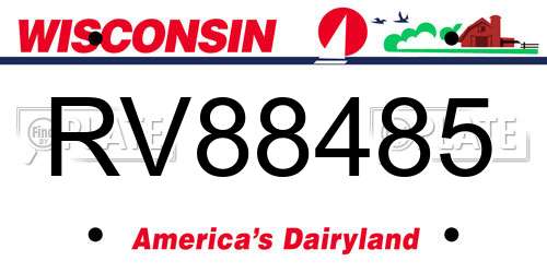 RV88485 Wisconsin License Plate