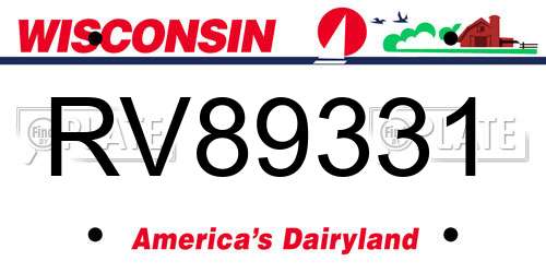 RV89331 Wisconsin License Plate