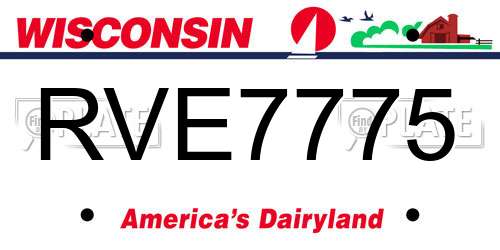 RVE7775 Wisconsin License Plate