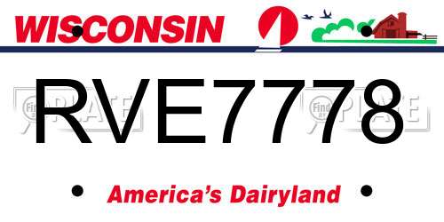 RVE7778 Wisconsin License Plate