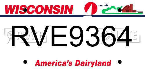 RVE9364 Wisconsin License Plate