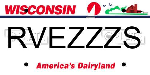 RVEZZZS Wisconsin License Plate