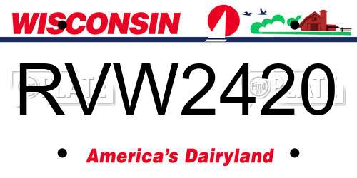 RVW2420 Wisconsin License Plate