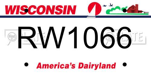 RW1066 Wisconsin License Plate