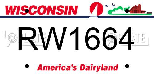 RW1664 Wisconsin License Plate