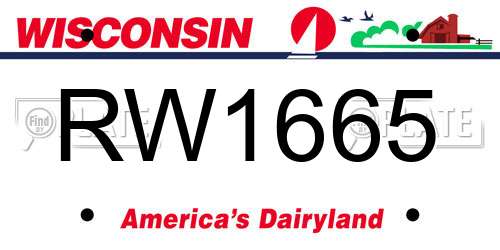 RW1665 Wisconsin License Plate