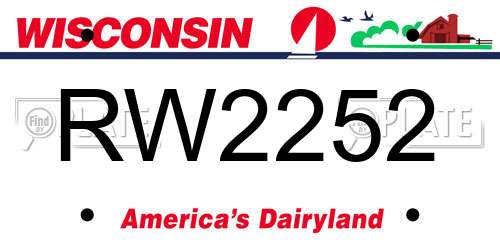 RW2252 Wisconsin License Plate