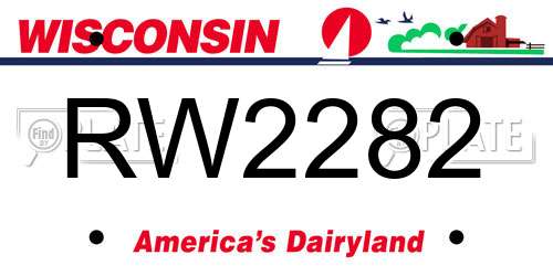 RW2282 Wisconsin License Plate