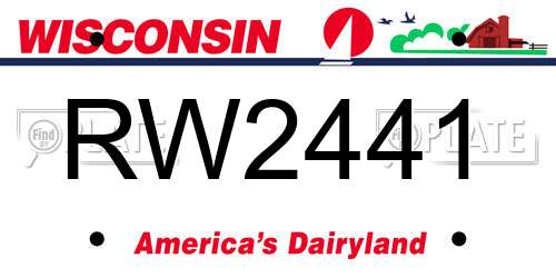 RW2441 Wisconsin License Plate