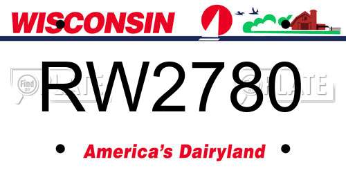 RW2780 Wisconsin License Plate