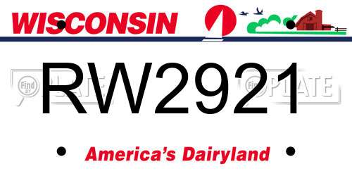 RW2921 Wisconsin License Plate