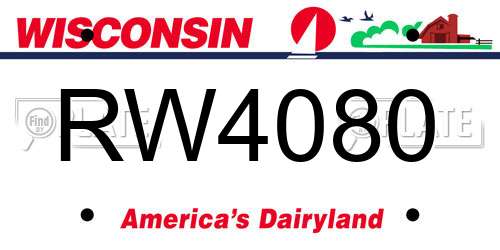 RW4080 Wisconsin License Plate