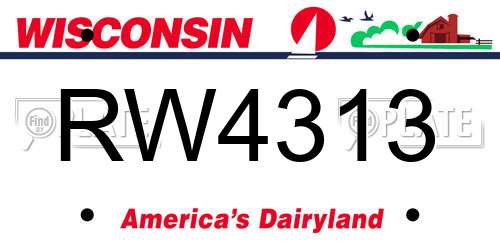 RW4313 Wisconsin License Plate