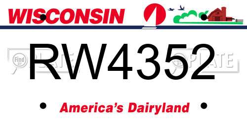 RW4352 Wisconsin License Plate
