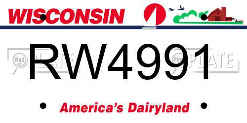 RW4991 Wisconsin License Plate