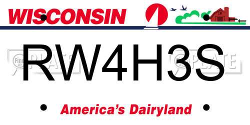 RW4H3S Wisconsin License Plate