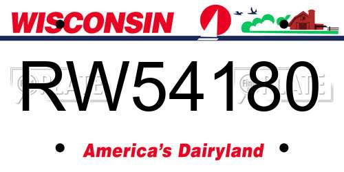 RW54180 Wisconsin License Plate