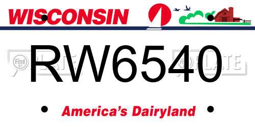 RW6540 Wisconsin License Plate
