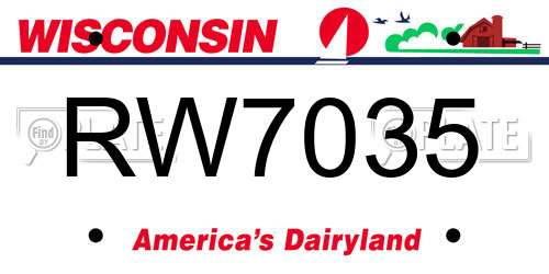 RW7035 Wisconsin License Plate