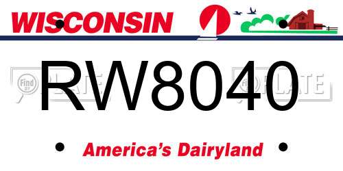 RW8040 Wisconsin License Plate