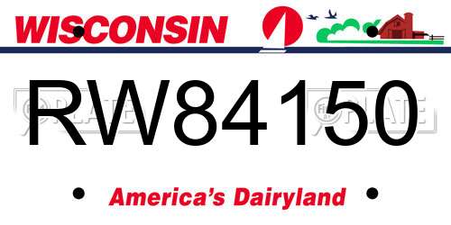 RW84150 Wisconsin License Plate