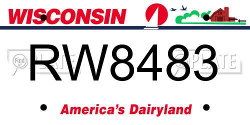 RW8483 Wisconsin License Plate