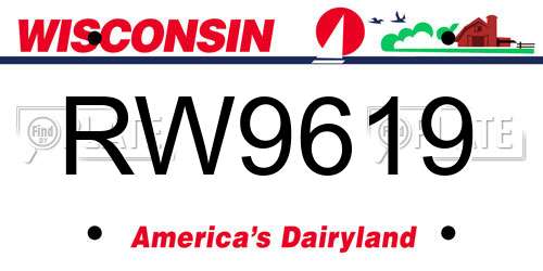RW9619 Wisconsin License Plate