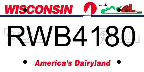 RWB4180 Wisconsin License Plate