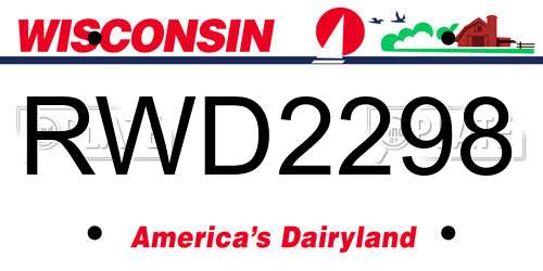 RWD2298 Wisconsin License Plate