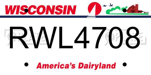 RWL4708 Wisconsin License Plate