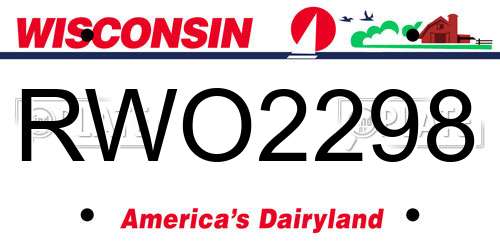 RWO2298 Wisconsin License Plate