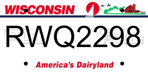 RWQ2298 Wisconsin License Plate