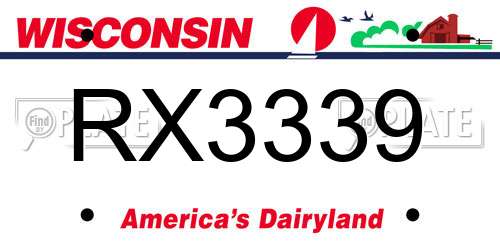 RX3339 Wisconsin License Plate