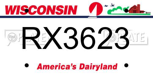 RX3623 Wisconsin License Plate