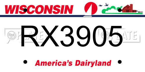 RX3905 Wisconsin License Plate