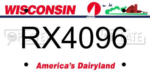 RX4096 Wisconsin License Plate