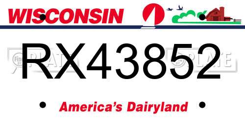 RX43852 Wisconsin License Plate