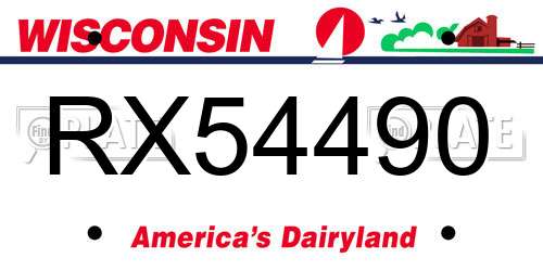 RX54490 Wisconsin License Plate