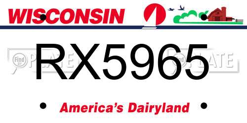 RX5965 Wisconsin License Plate