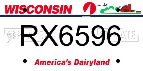 RX6596 Wisconsin License Plate