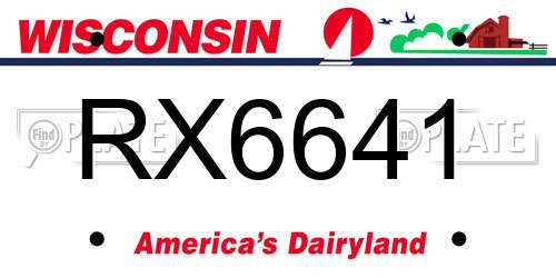 RX6641 Wisconsin License Plate