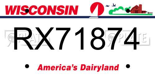 RX71874 Wisconsin License Plate