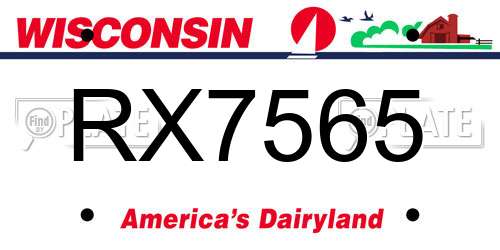 RX7565 Wisconsin License Plate