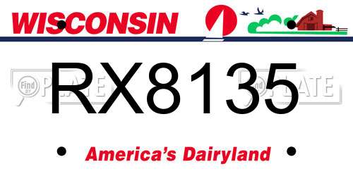 RX8135 Wisconsin License Plate