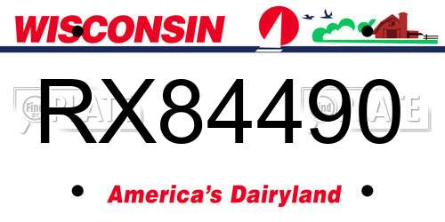 RX84490 Wisconsin License Plate
