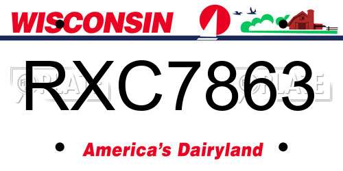RXC7863 Wisconsin License Plate