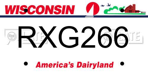 RXG266 Wisconsin License Plate
